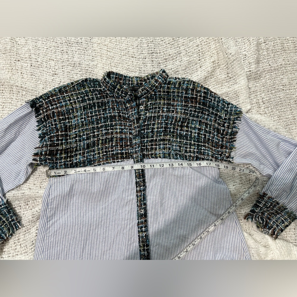 Zara Mixed Material Tweed and Stripes Button Up Shirt.
Size S - Picture 7 of 7